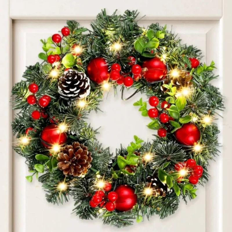 Couronne de noël rouge élégante LED