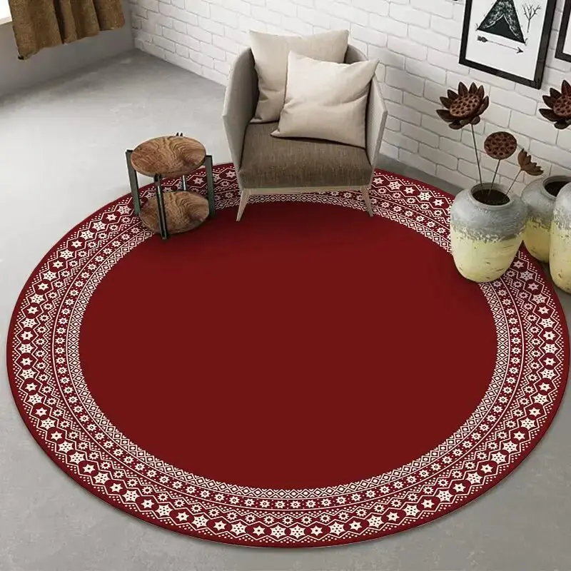 Tapis rond de luxe de Style Simple rouge