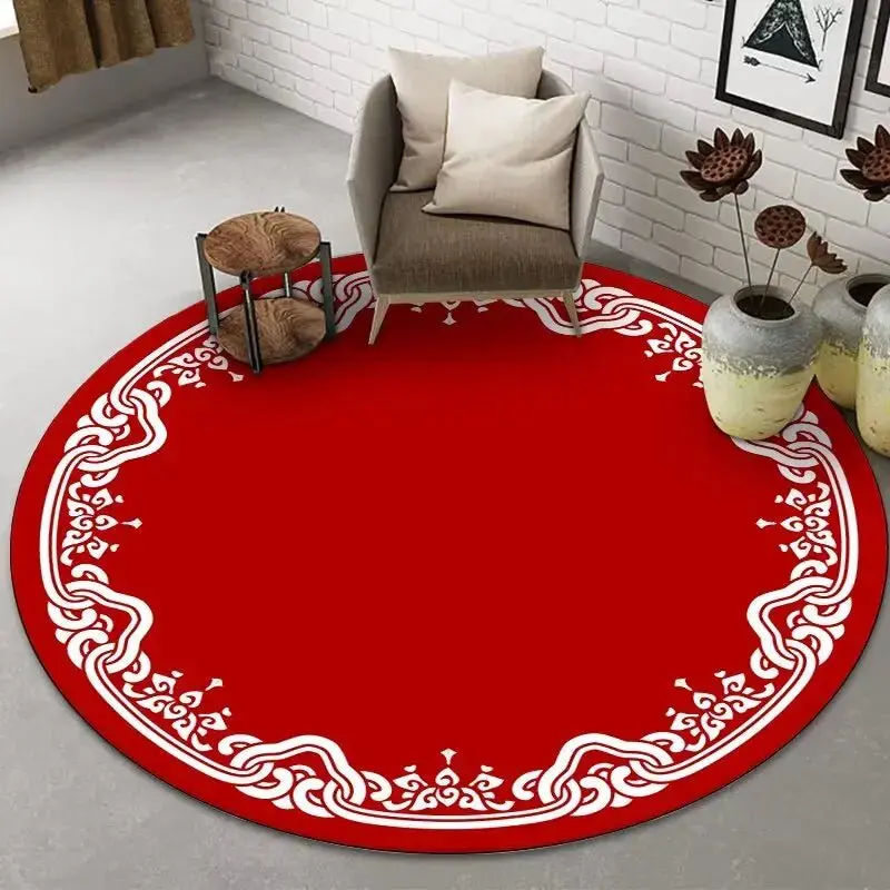 Tapis rond de luxe de Style Simple rouge