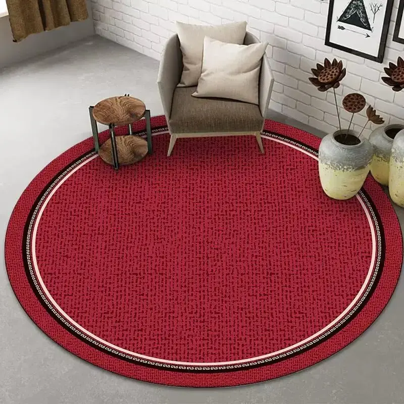 Tapis rond de luxe de Style Simple rouge