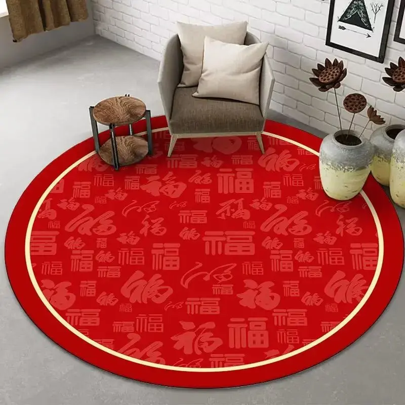 Tapis rond de luxe de Style Simple rouge