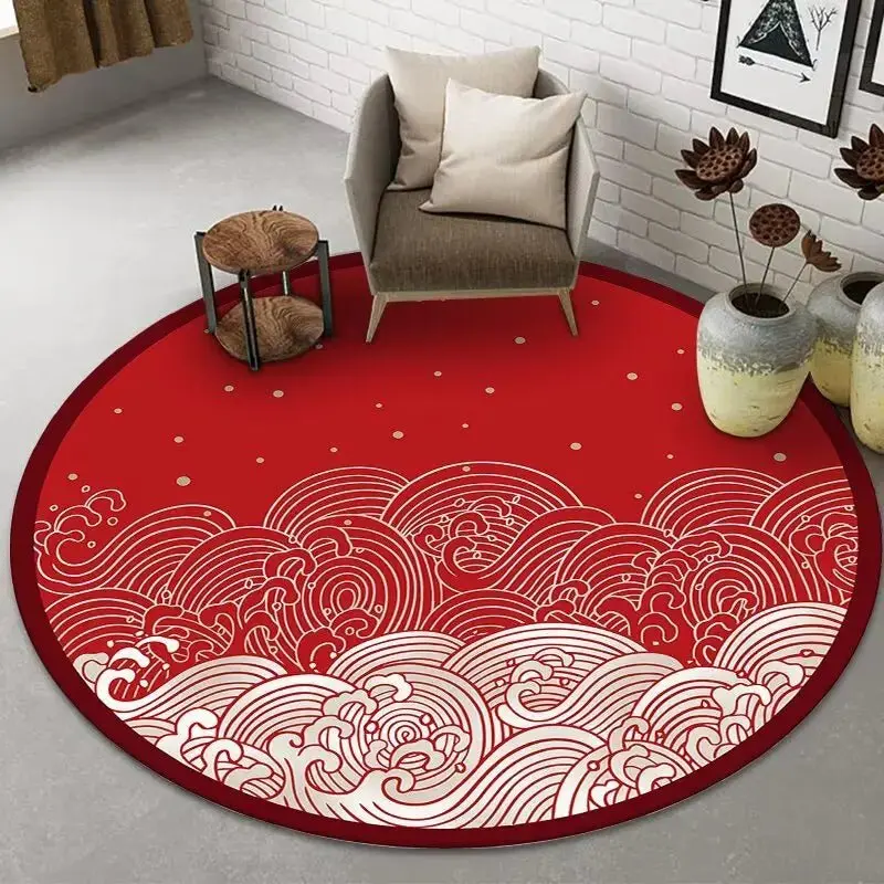 Tapis rond de luxe de Style Simple rouge