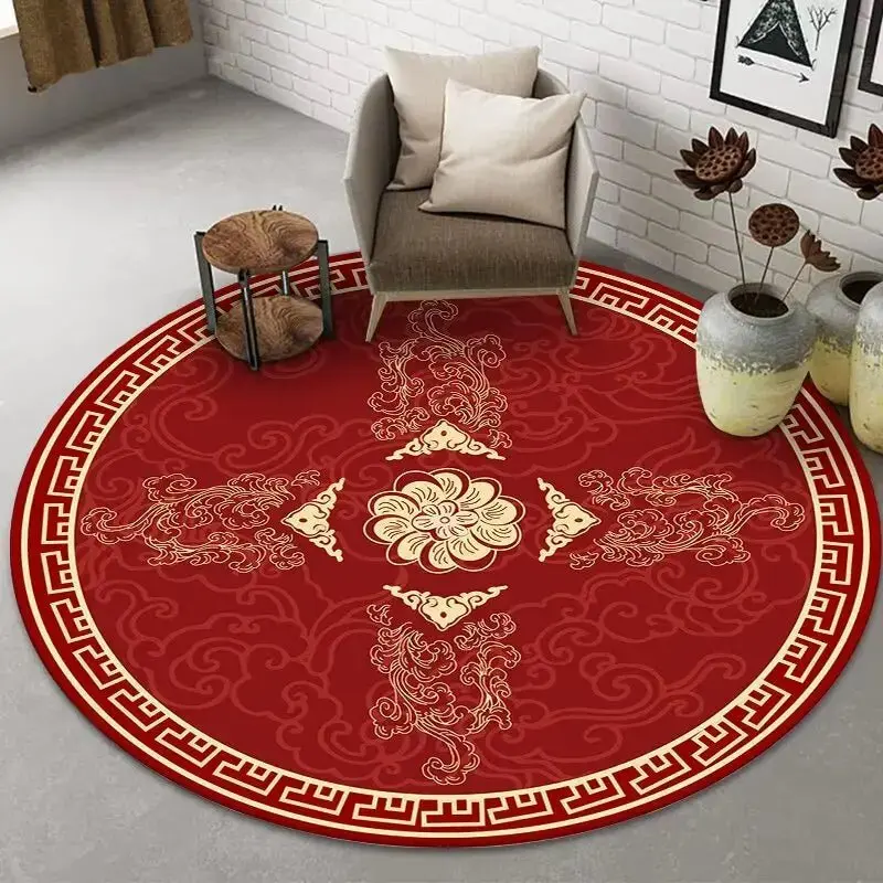 Tapis rond de luxe de Style Simple rouge