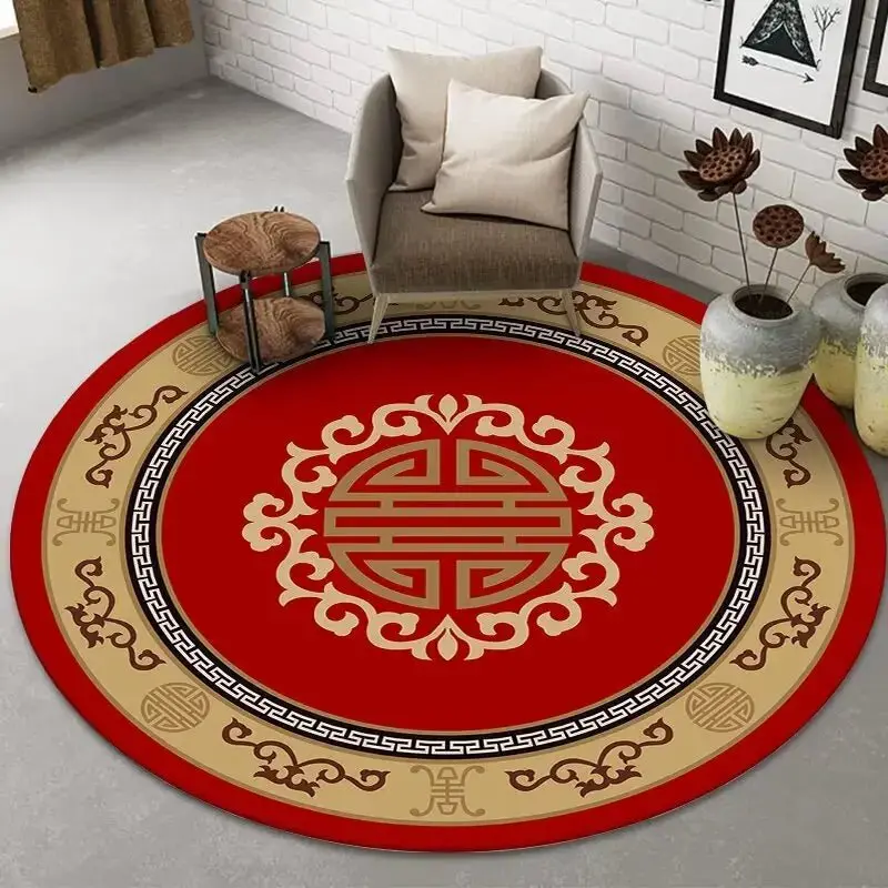 Tapis rond de luxe de Style Simple rouge