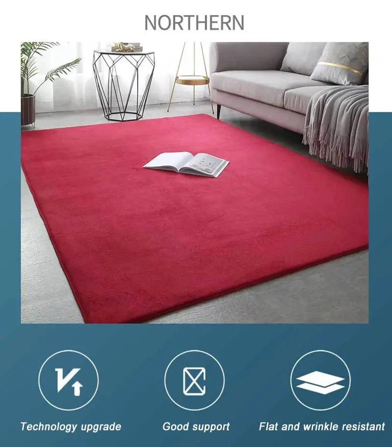 tapis en velours de corail de couleur unie,