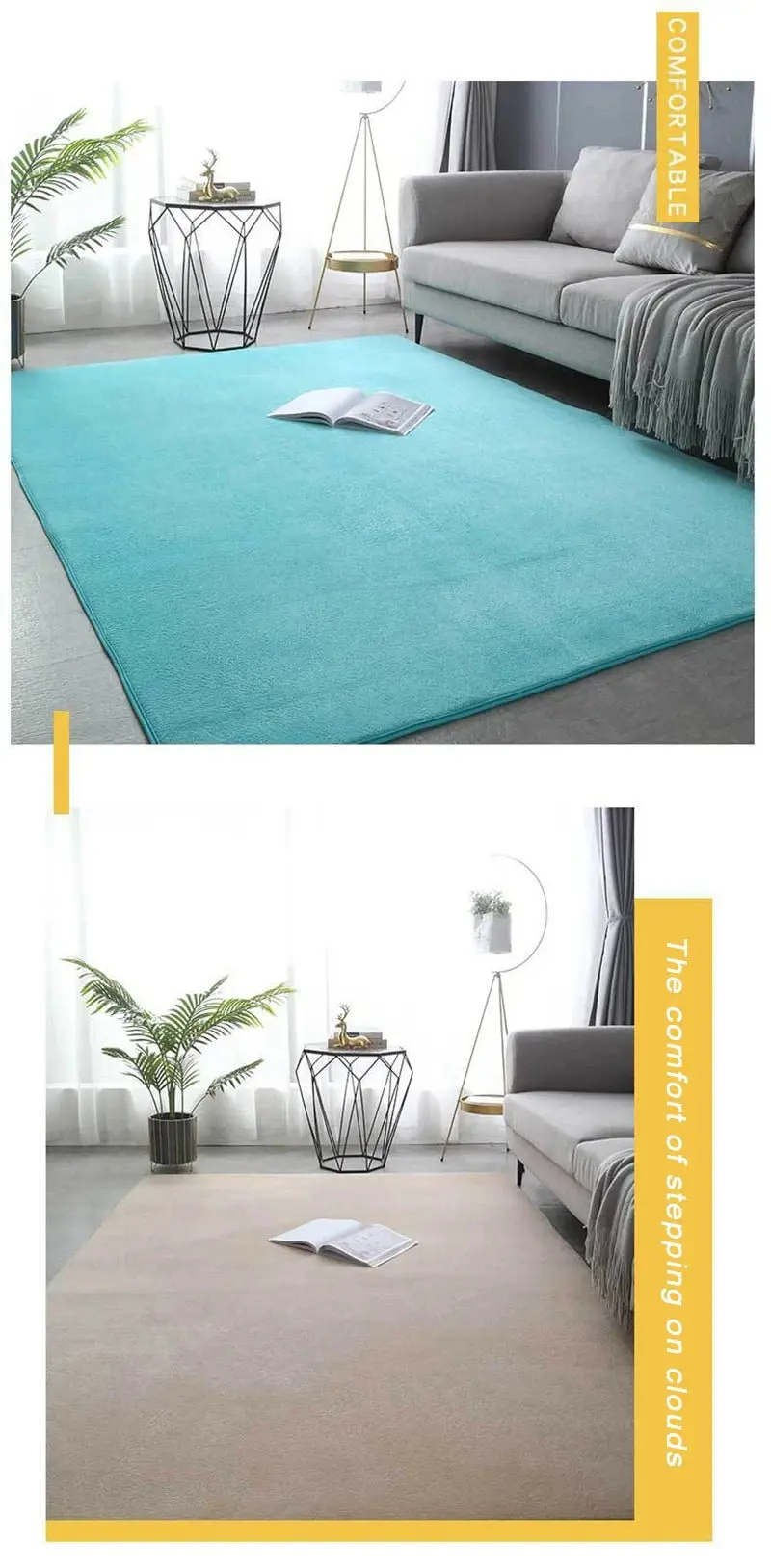 tapis en velours de corail de couleur unie,