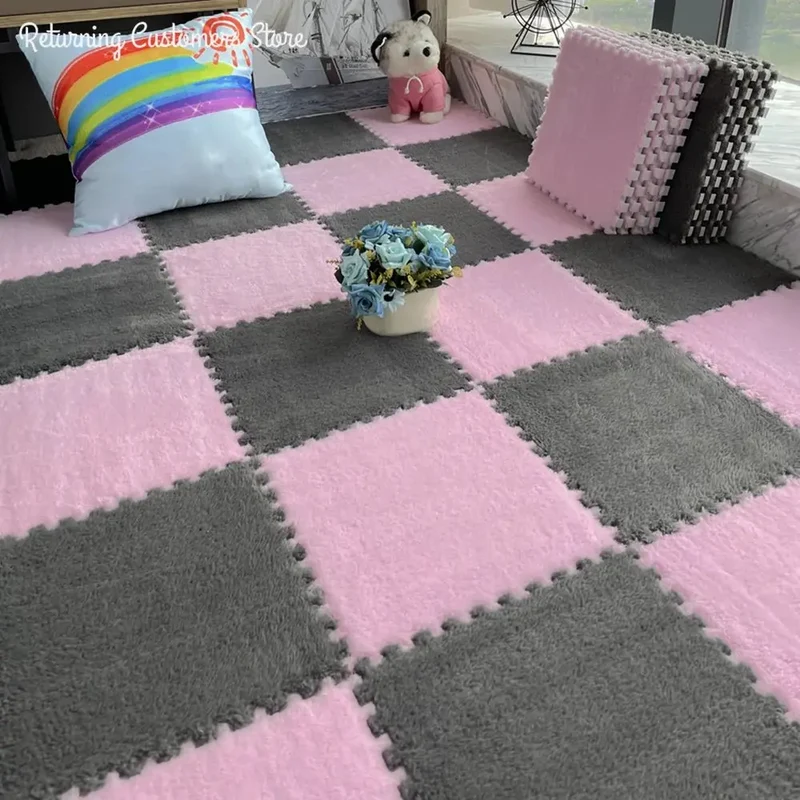 Tapis de jeu en peluche douce pour enfants