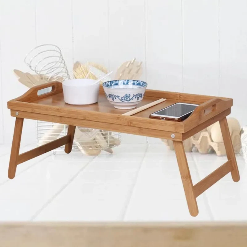 Table pliable en bambou 2 en 1