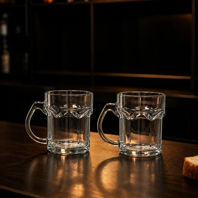 Tasses en verre avec poignée