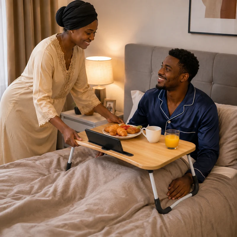 Table pliante multifonctionnelle pour lit et canapé