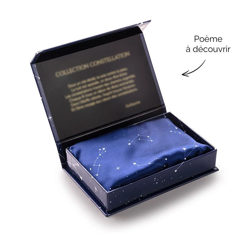 Taie d’oreiller en soie motif Constellation