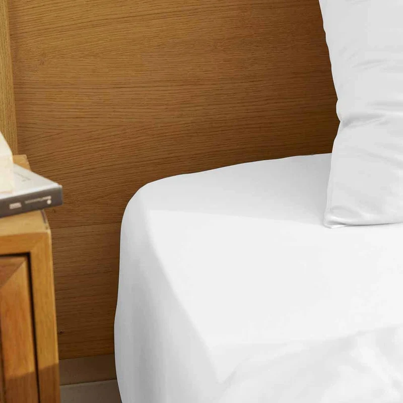 Drap housse satin 100% coton bio Signature Blanc pur / 140X190 déclassé - MS205