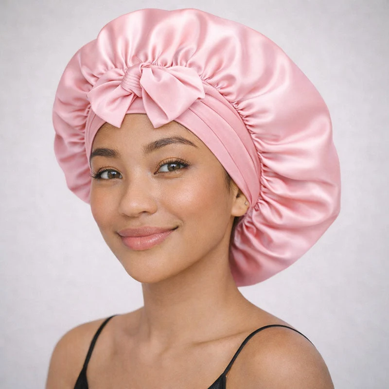 Bonnet de nuit en soie XL à liens ajustables
