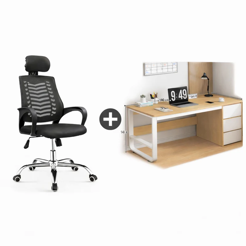 Pack bureau moderne + chaise, montage et livraison offerts