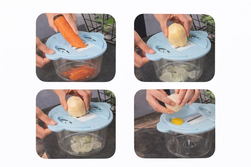 Hachoir Manuel 2 L Multifonction avec Grattoir – Préparez vos légumes et mayonnaise facilement
