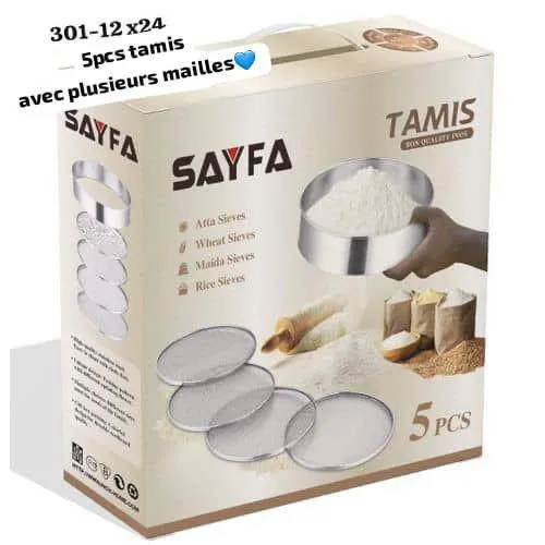 Tamis de cuisine 5 pièces avec différentes mailles