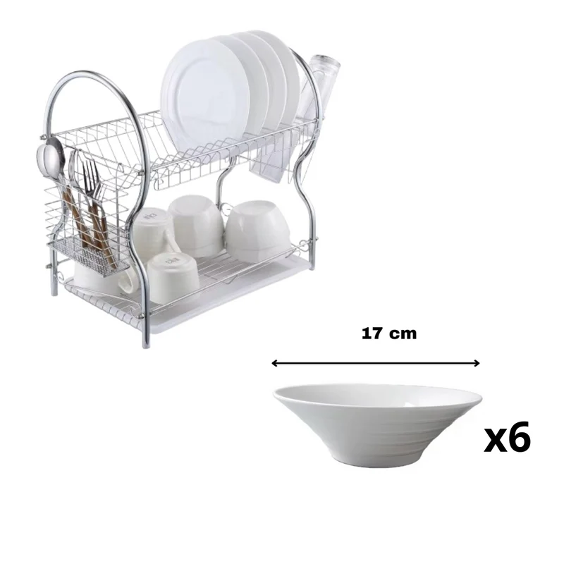 Égouttoir 2 niveaux plus 6 soucoupes incassable 17cm