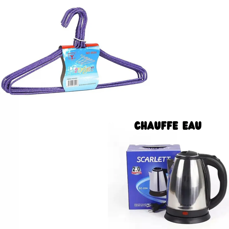 Lots de 10 cintre plus bouilloire 2 litres