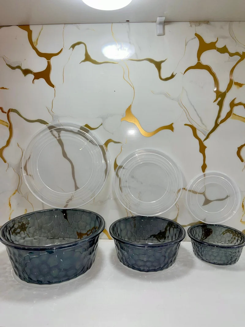 Bols acryliques 3 pièces avec couvercles