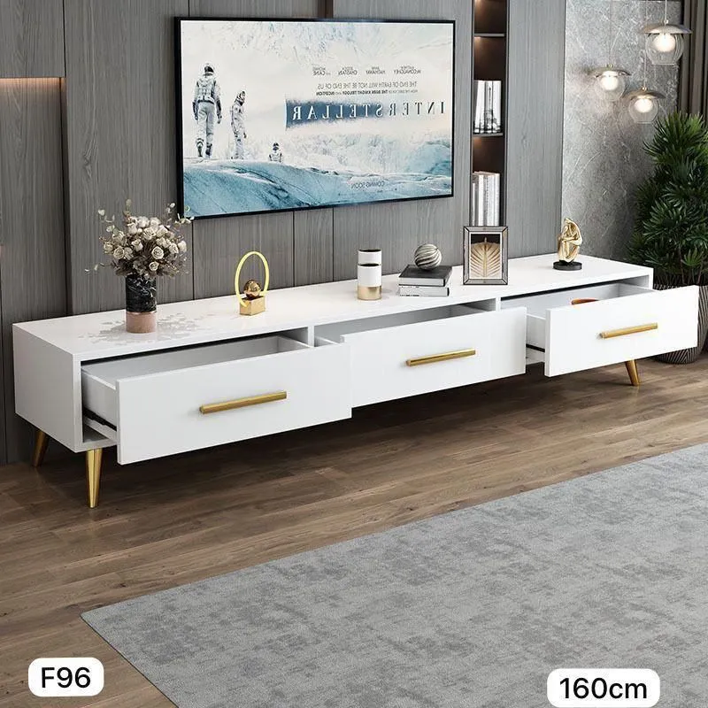 Meuble TV Luxe Blanc – Pieds Dorés, livraison gratuite à dakar