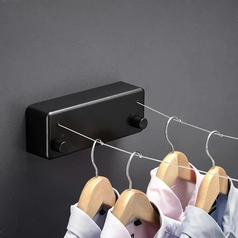 Corde à linge murale rétractable double