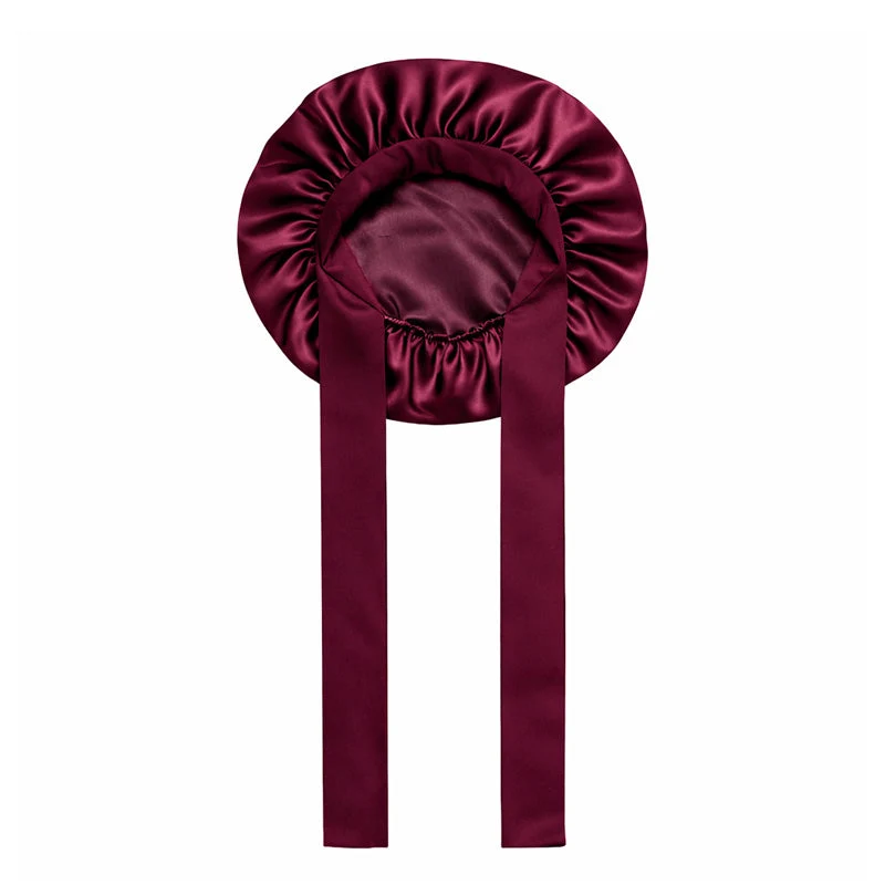 Bonnet de nuit en soie à liens ajustables