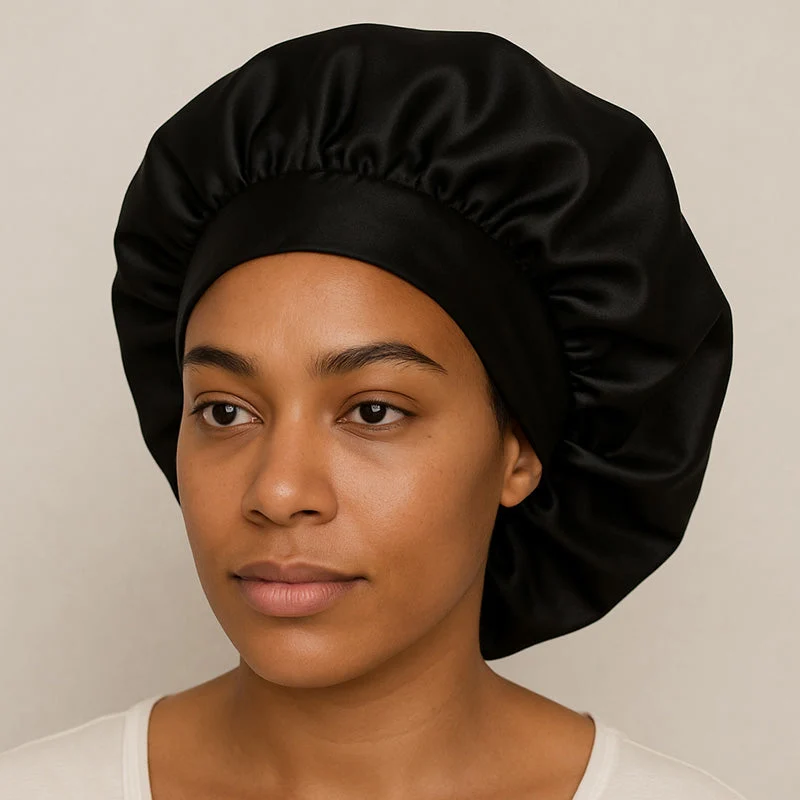Bonnet de nuit en soie à élastique large