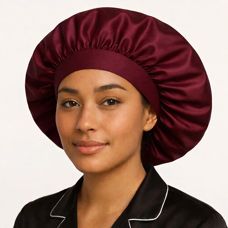 Bonnet de nuit en soie à élastique large