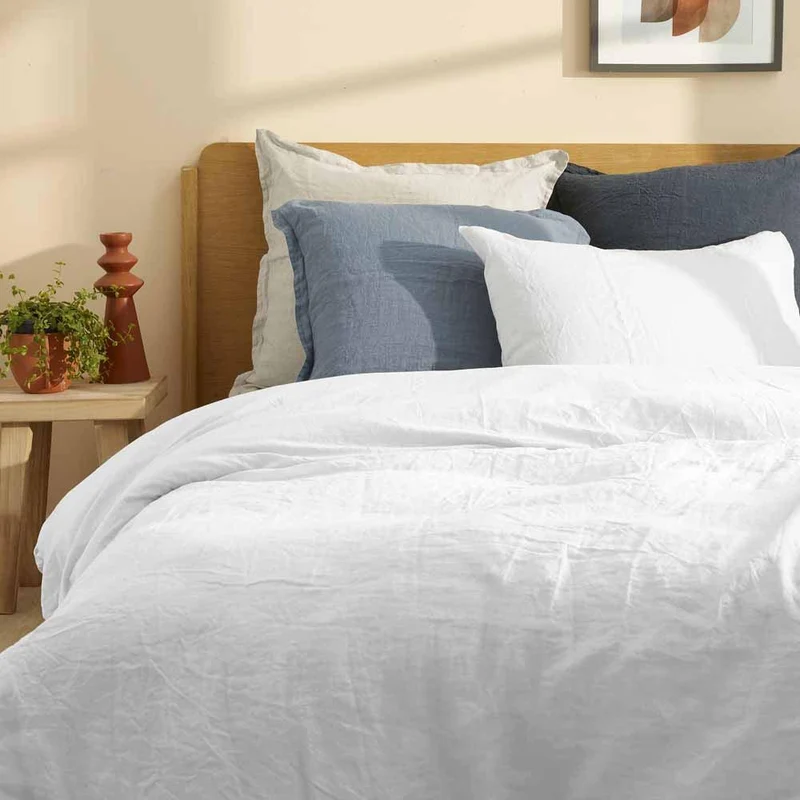 Drap housse pur lin lavé Bohème Blanc pur / 90X190 déclassé - LN097