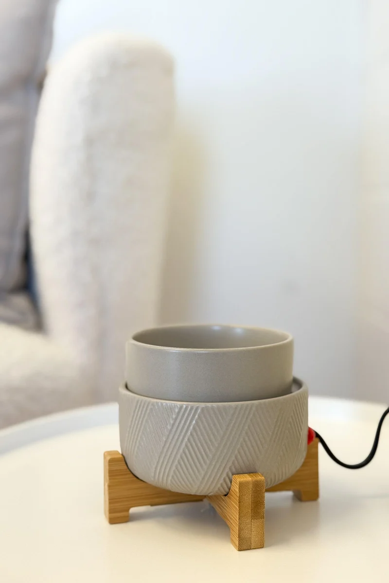 DIFFUSEUR CUBES DE CIRE - 2 en 1 - Gris et bois