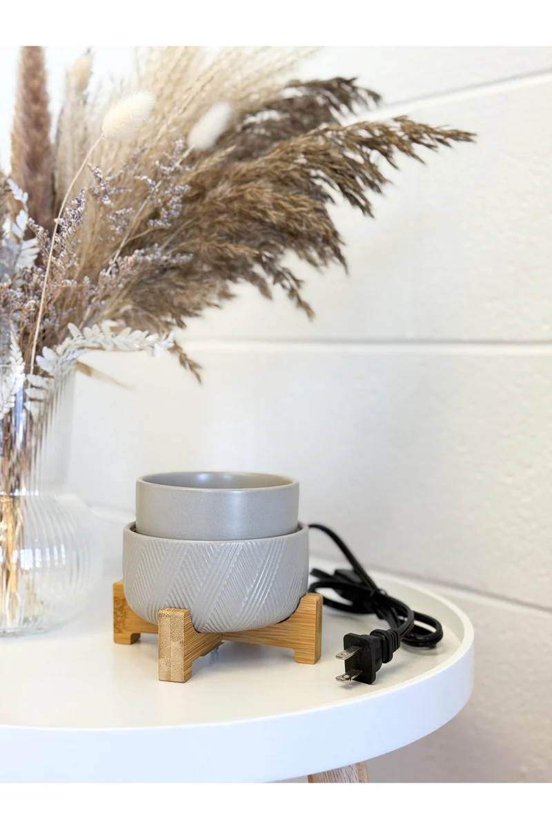 DIFFUSEUR CUBES DE CIRE - 2 en 1 - Gris et bois