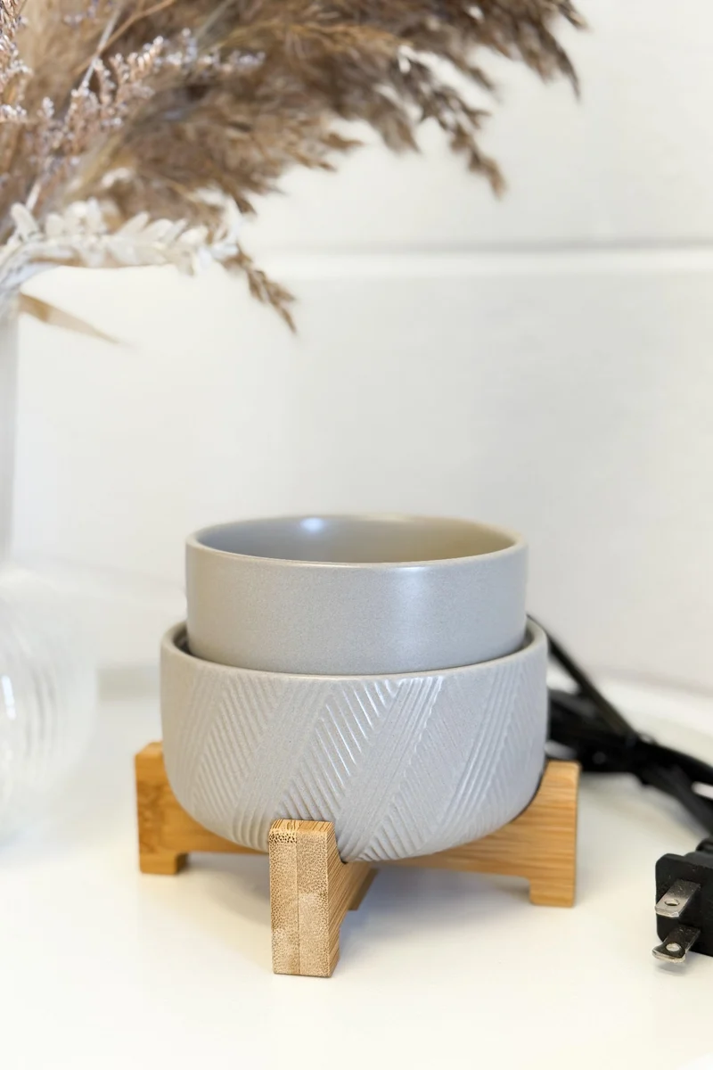 DIFFUSEUR CUBES DE CIRE - 2 en 1 - Gris et bois