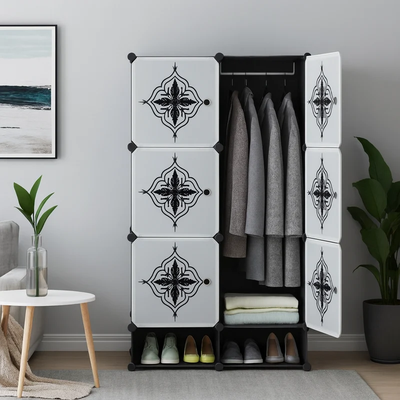 Armoire 2 battants plastique plus rangement chaussures