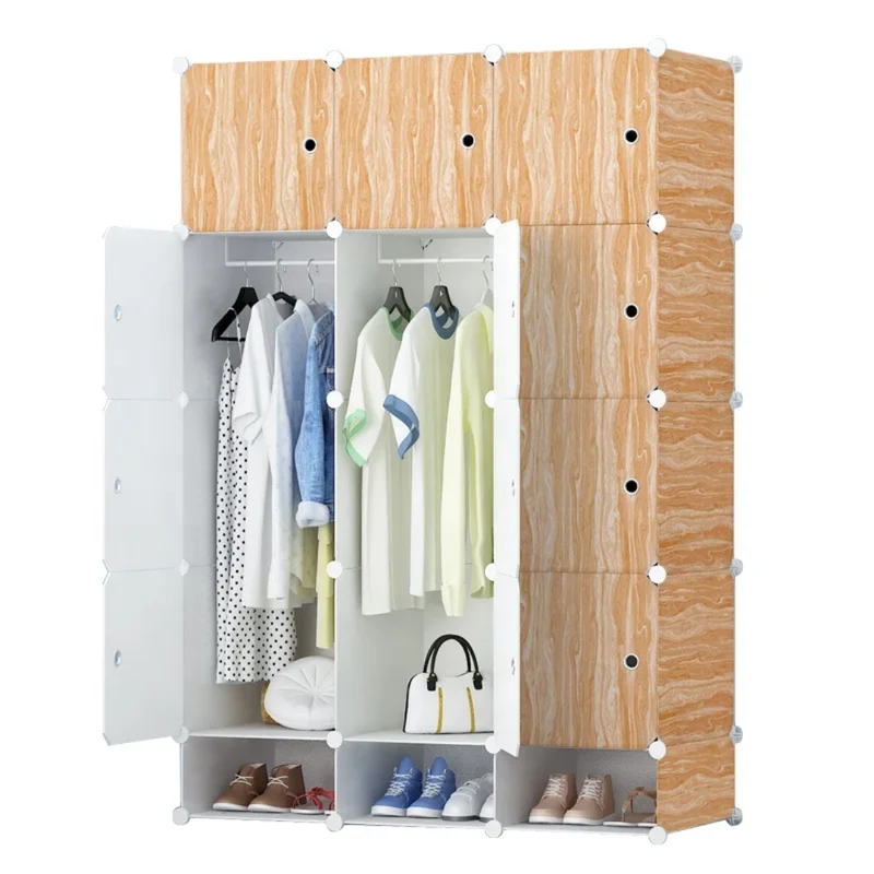 Armoire 3 battants plus rangement chaussures en plastique