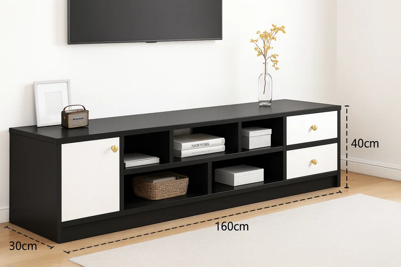 Meuble TV moderne en bois – 160×30×40 cm | Design élégant avec tiroirs et rangements, Livraison gratuite à dakar