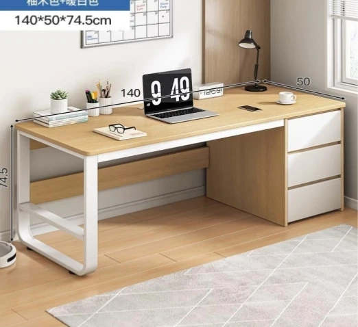 Table bureau moderne en bois et métal – 140×50×74,5 cm avec tiroir, livraison gratuite à dakar