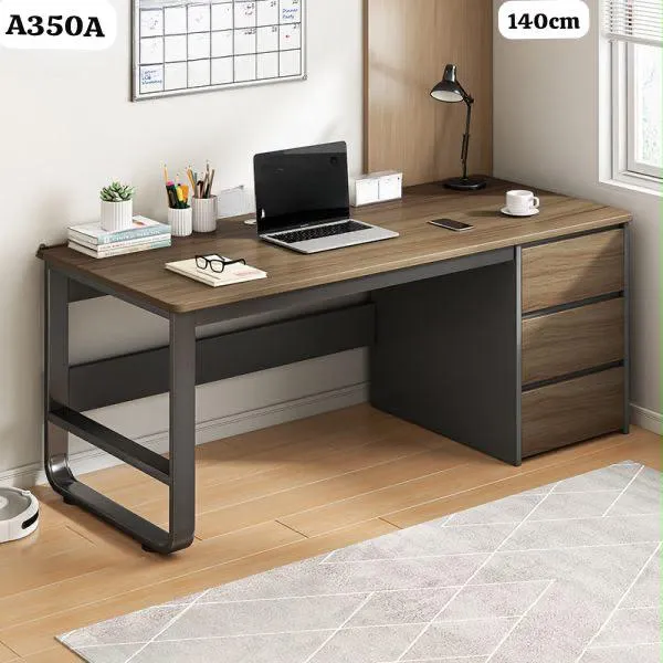 Table bureau moderne en bois et métal – 140×50×74,5 cm avec tiroir, livraison gratuite à dakar