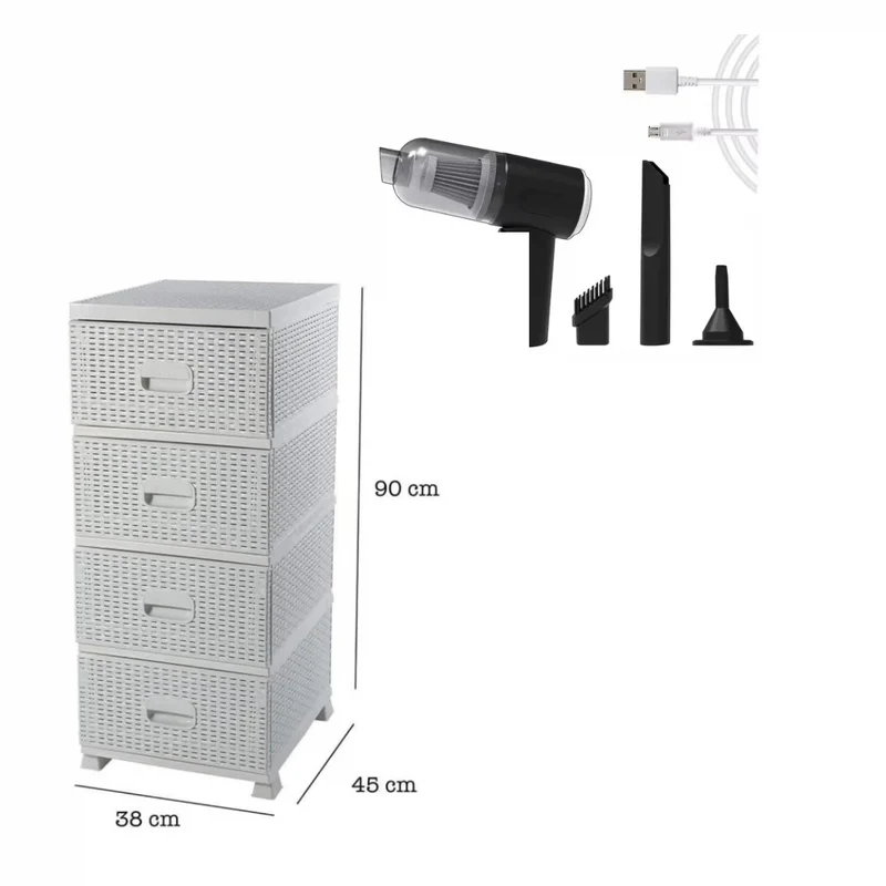 Étagère de rangement 4 niveaux plus mini aspirateur