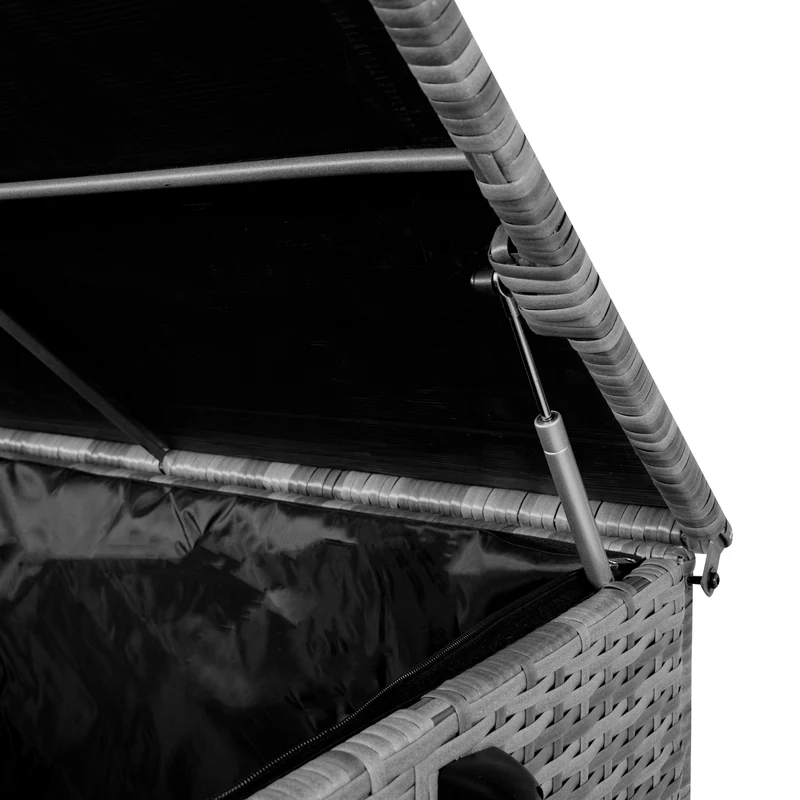 Coffre de Rangement d'Extérieur en Rotin Gris - 700 L