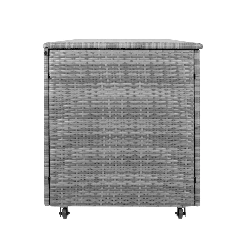Coffre de Rangement d'Extérieur en Rotin Gris - 700 L