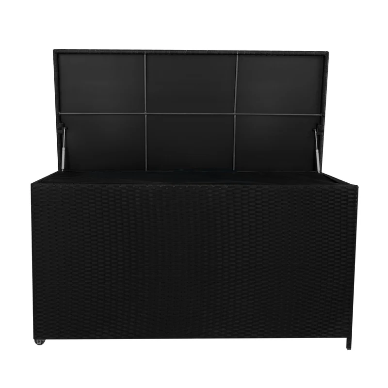 Coffre de Rangement d'Extérieur en Rotin Noir - 700 L