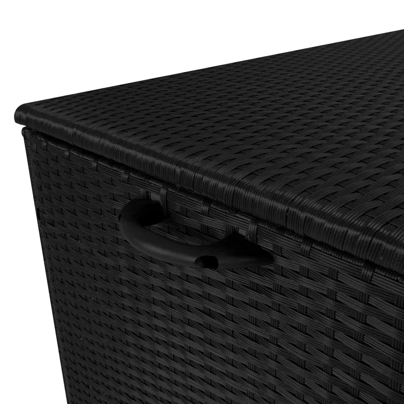 Coffre de Rangement d'Extérieur en Rotin Noir - 700 L