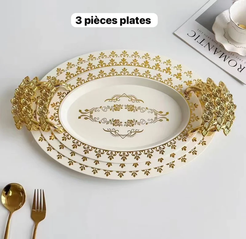 Plateau service incassable 3 pièces