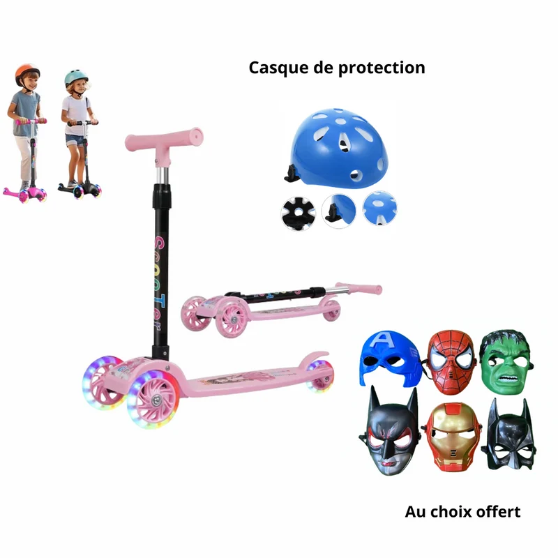 Pack trotinette enfants 1 à 6 ans + masque offert