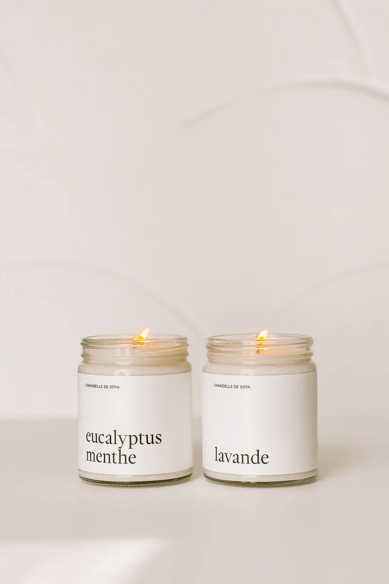 Duo de chandelles de soya - Huile essentielle - Eucalyptus menthe / Lavande