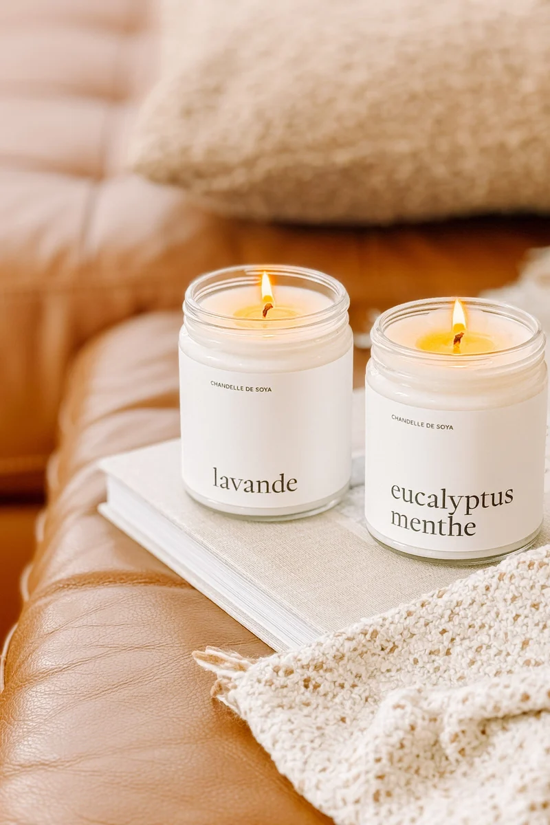 Duo de chandelles de soya - Huile essentielle - Eucalyptus menthe / Lavande