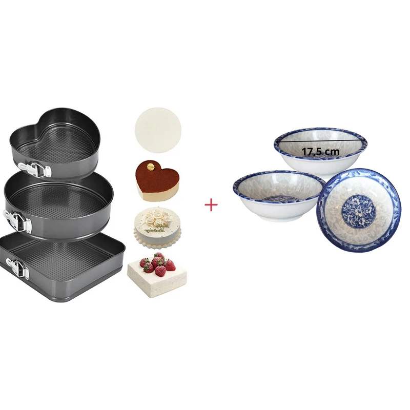 Pack d’un moule à gâteau 3 pièces plus 3 assiettes 17,5 cm