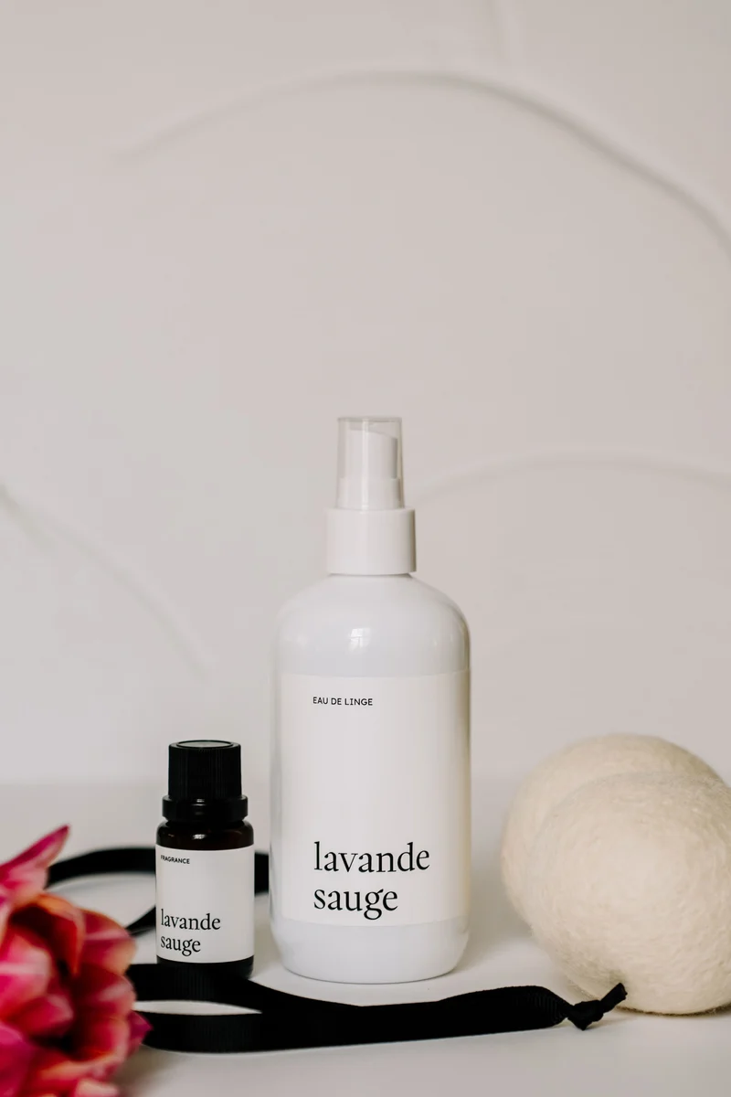 ENSEMBLE LESSIVE - Lavande sauge - Fragrance, eau de linge et balles de séchage