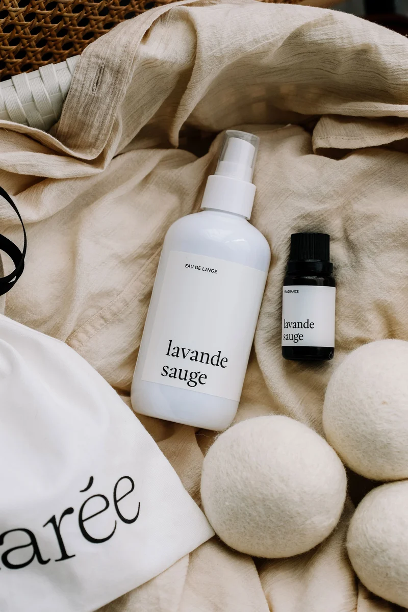 ENSEMBLE LESSIVE - Lavande sauge - Fragrance, eau de linge et balles de séchage
