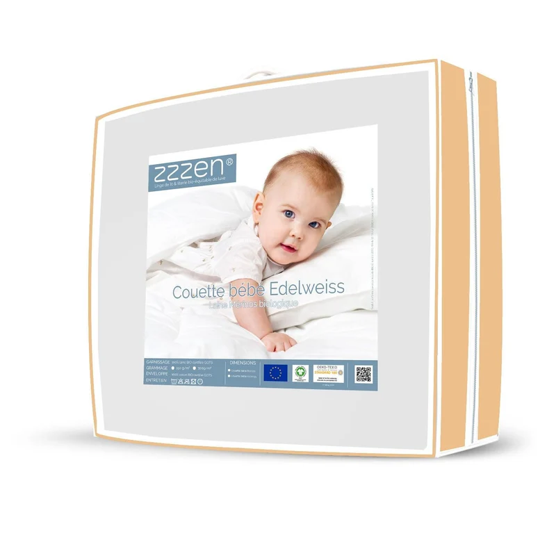 Pack couette bébé bi-matière coton bio & laine bio Edelweiss